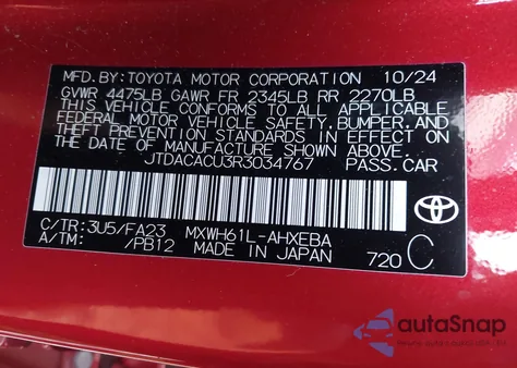 2024 Toyota Prius Prime Se from USA, damaged, VIN JTDACACU3R3034767
